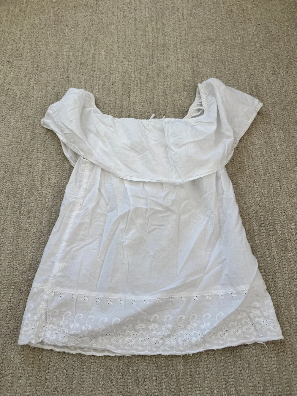 Soho White Off-Shoulder Eyelet Hem Top - Picture 6 of 6